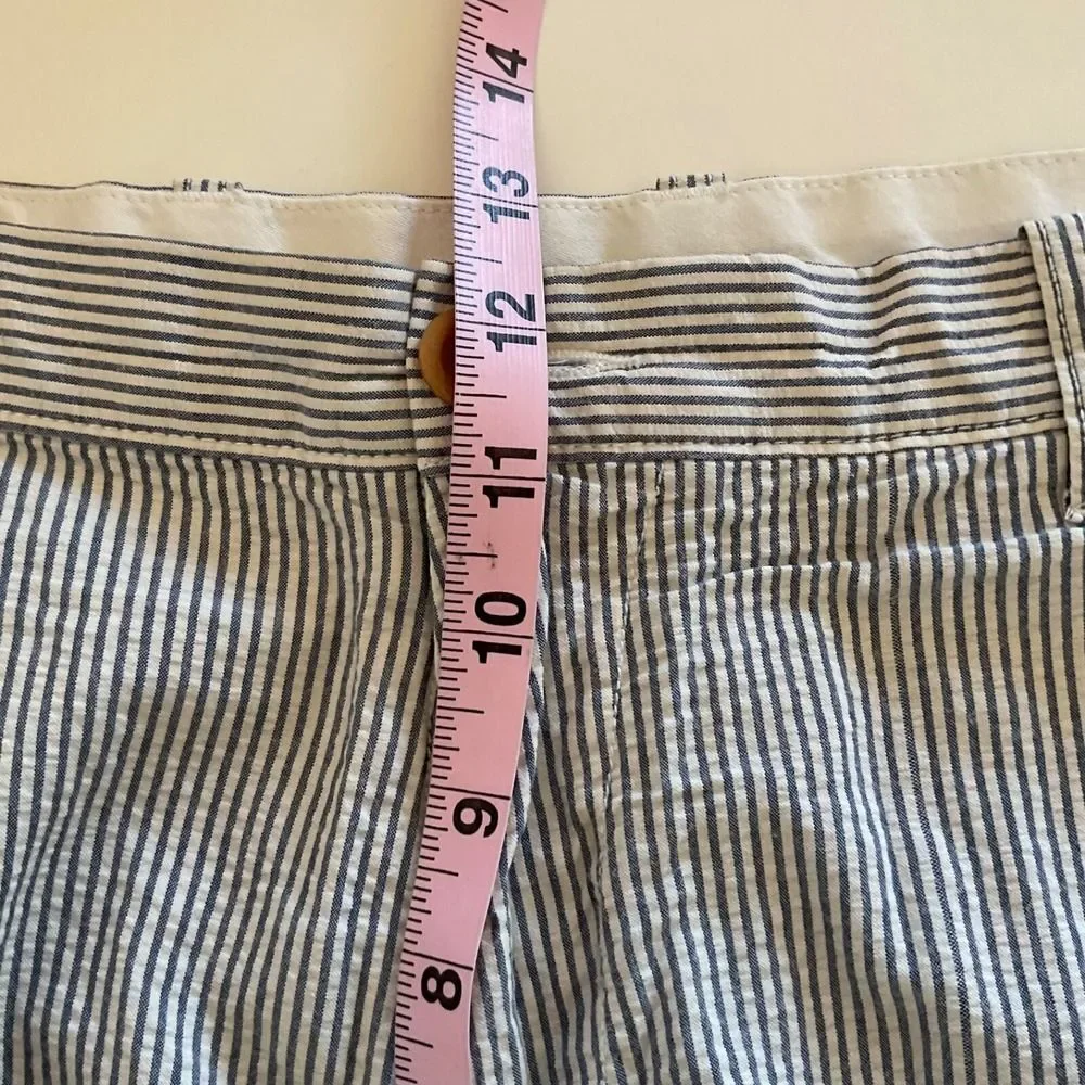 J Crew Seersucker Navy Blue White Striped Chino Preppy Shorts Mens Sz 36 Y2K